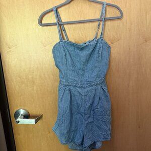 Hollister Light Blue Chambray Summer Romper – M
